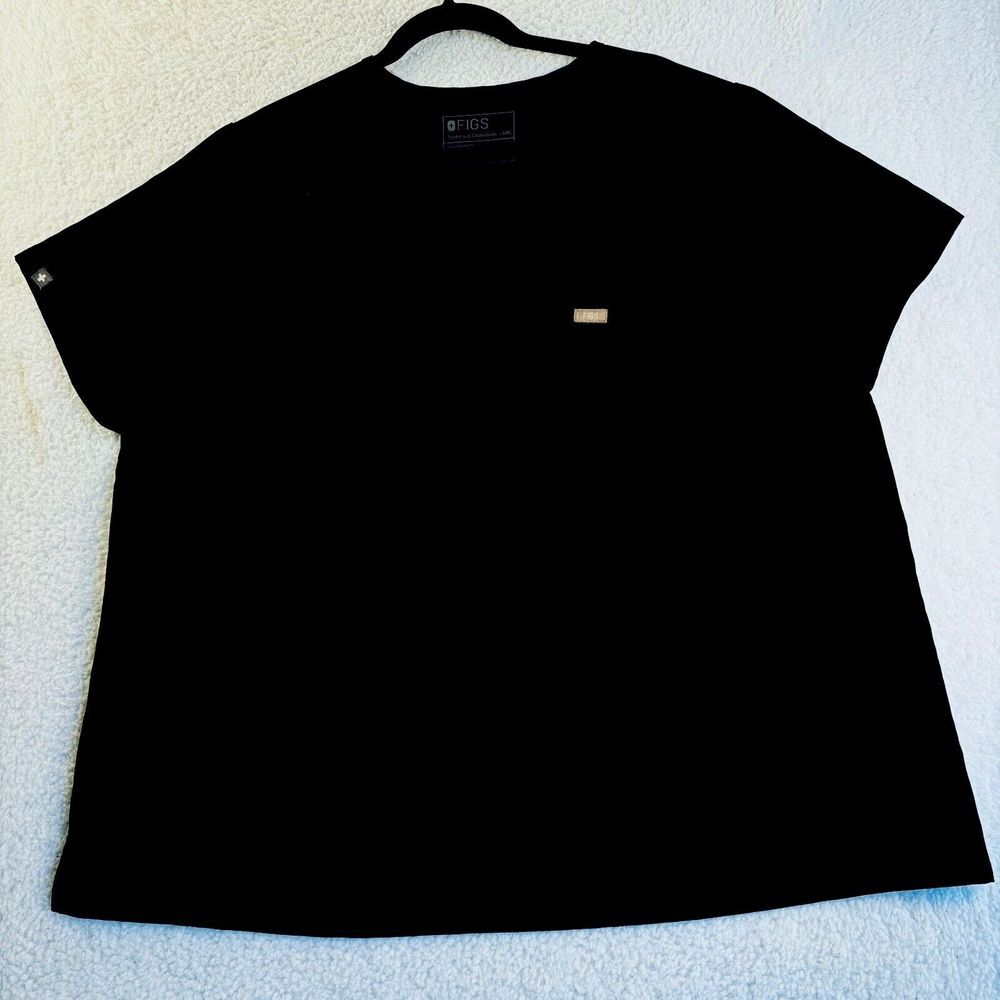 Figs Womens Scrub Top  4XL Black Technical Collection Short Sleeve‎ V Neck